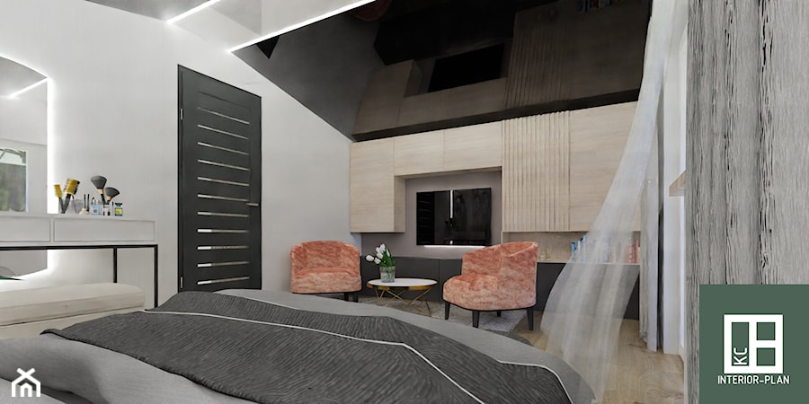 dom 35m2 z poddaszem - adaptacja na mieszkalny Chełmża - Sypialnia, styl nowoczesny - zdjęcie od KC Interior-Plan Studio Projektowe Toruń