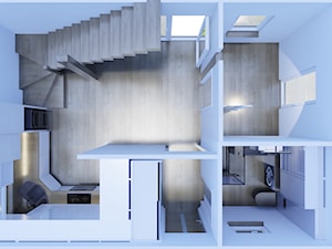 Projekt domu 35m2 POTAMIA z antresolą + budynek gospodarczy z garażem - Salon, styl nowoczesny - zdjęcie od KC Interior-Plan Studio Projektowe Toruń