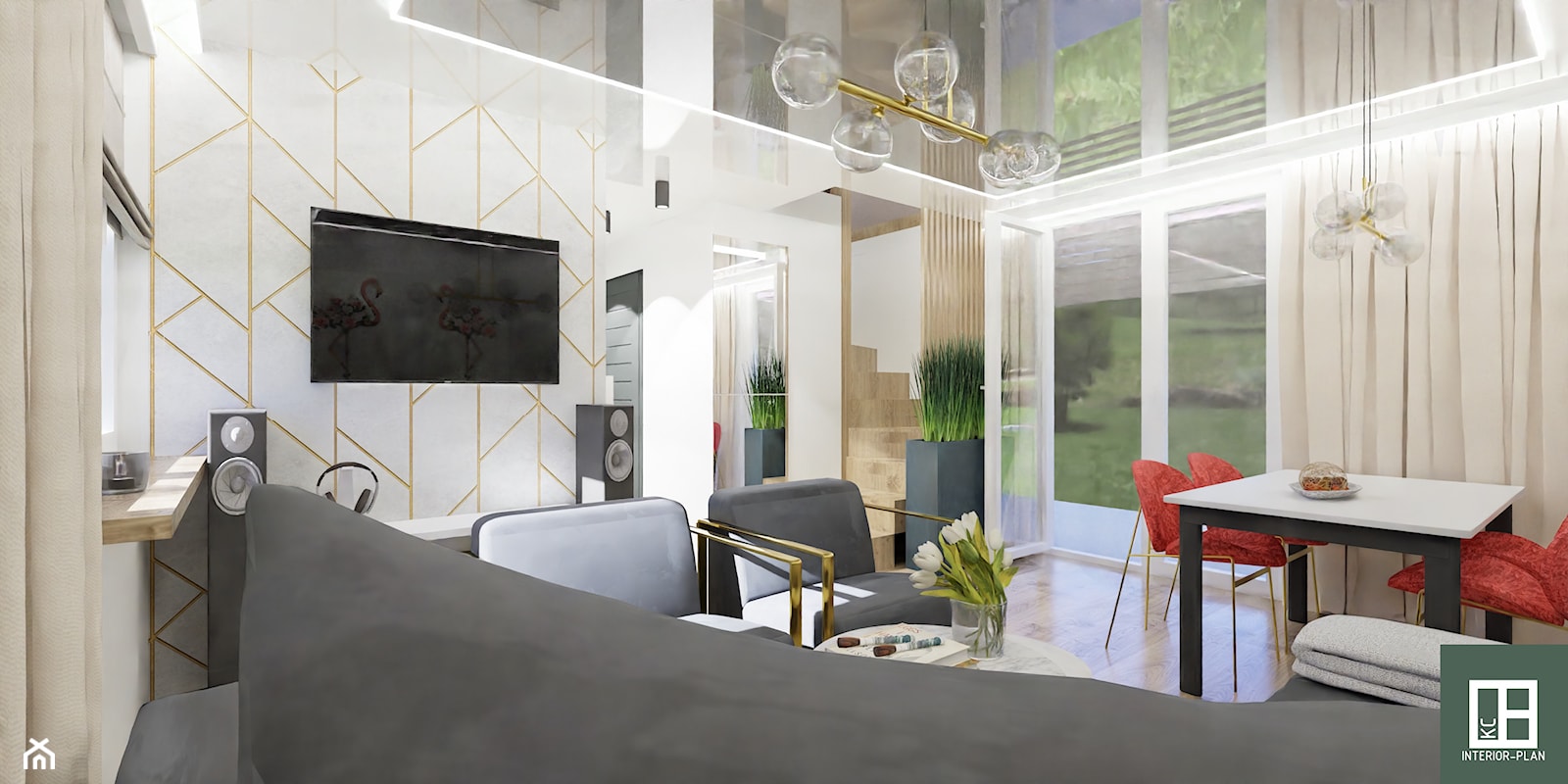 dom 35m2 z poddaszem - adaptacja na mieszkalny Chełmża - Salon, styl skandynawski - zdjęcie od KC Interior-Plan Studio Projektowe Toruń - Homebook