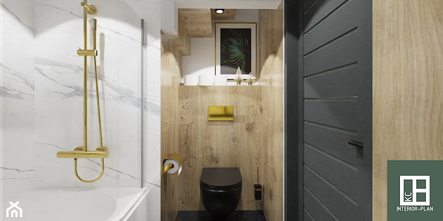 dom 35m2 z poddaszem - adaptacja na mieszkalny Chełmża - Łazienka, styl nowoczesny - zdjęcie od KC Interior-Plan Studio Projektowe Toruń