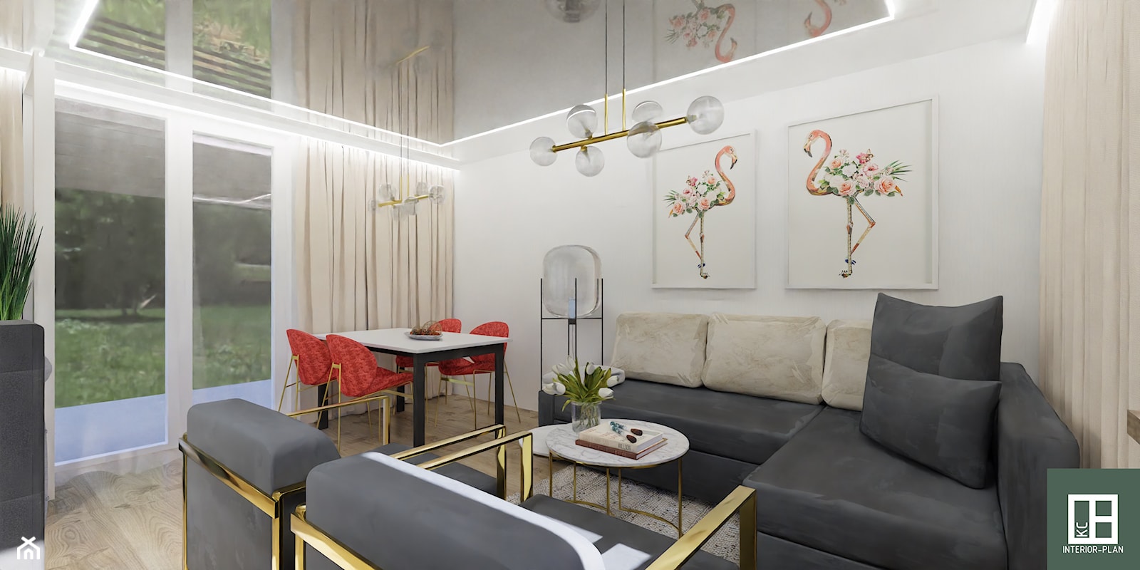 dom 35m2 z poddaszem - adaptacja na mieszkalny Chełmża - Salon, styl nowoczesny - zdjęcie od KC Interior-Plan Studio Projektowe Toruń - Homebook
