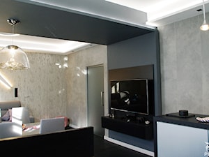 Minimalizm w dobrym stylu-mieszkanie prywatne - Średni biały szary salon z jadalnią, styl nowoczesny - zdjęcie od Justyna Łuczak -Gręda Pegaz Design