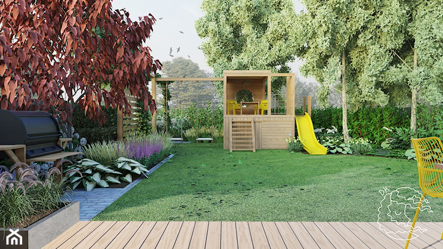 Miejski ogród z żółtym kolorem - Ogród, styl nowoczesny - zdjęcie od Daria Kostaniak Architekt Krajobrazu