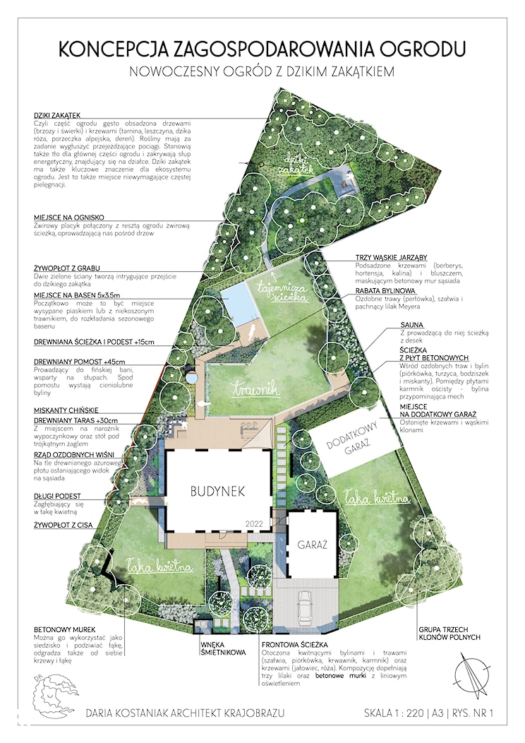 Nowoczesny ogród z dzikim zakątkiem - Ogród, styl nowoczesny - zdjęcie od Daria Kostaniak Architekt Krajobrazu - Homebook