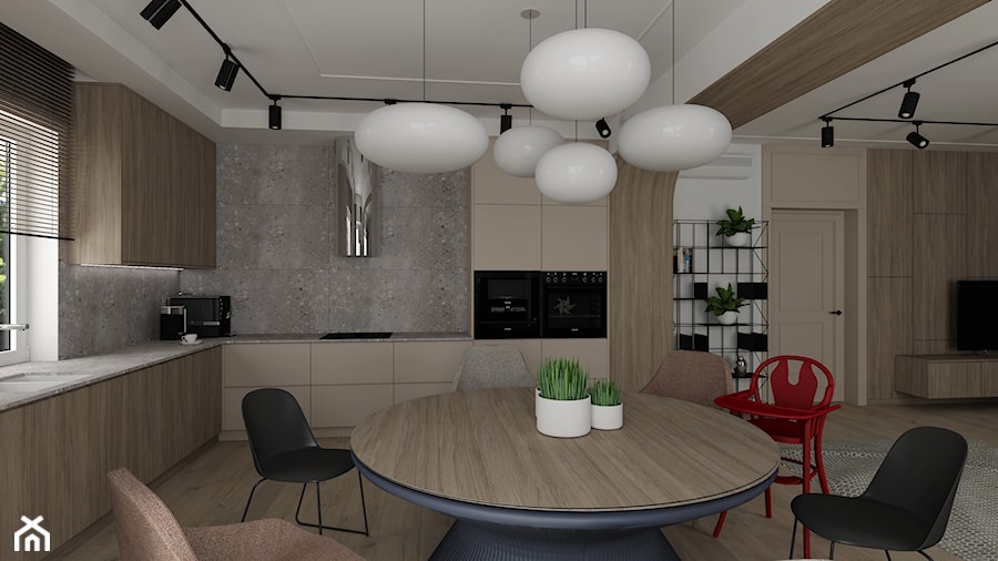 Strefa dzienna - kuchnia i salon 46m2 - Kuchnia, styl nowoczesny - zdjęcie od pdobrowolski.design