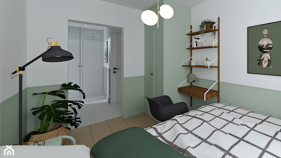 Mieszkanie 35m, Świdnik - Sypialnia, styl skandynawski - zdjęcie od Kąty Metry Pracownia Projektowania Wnętrz