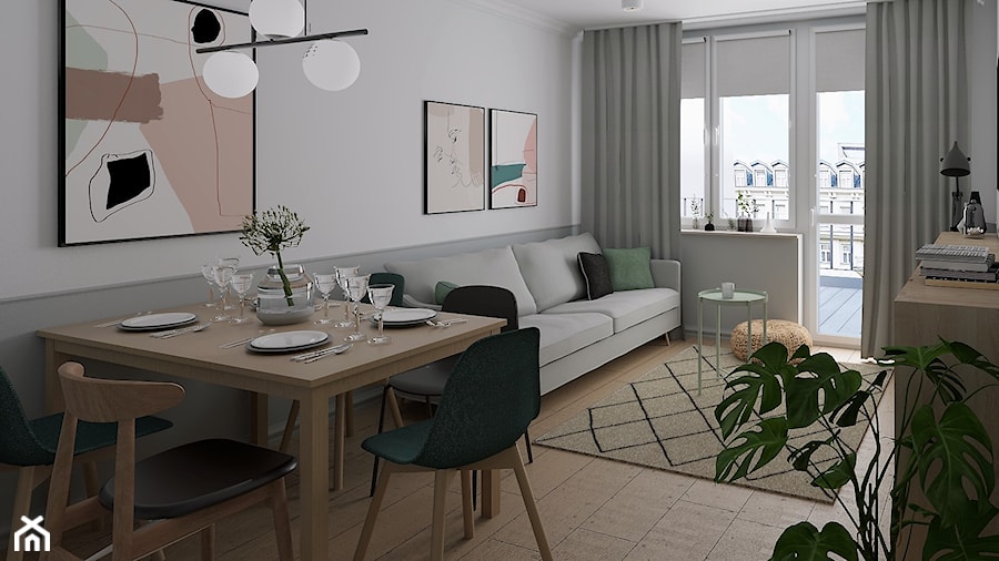 Mieszkanie 35m, Świdnik - Salon, styl skandynawski - zdjęcie od Kąty Metry Pracownia Projektowania Wnętrz