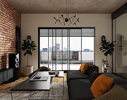 Mieszkanie w loftowym stylu - Salon, styl industrialny - zdjęcie od 77m2 Aleksandra Kamińska Projektowanie wnętrz - Homebook