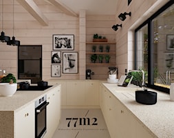 Nowoczesny dom z bali - Kuchnia - zdjęcie od 77m2 Aleksandra Kamińska Projektowanie wnętrz - Homebook