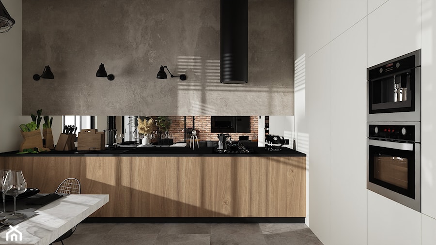 Mieszkanie w loftowym stylu - Kuchnia, styl industrialny - zdjęcie od 77m2 Aleksandra Kamińska Projektowanie wnętrz