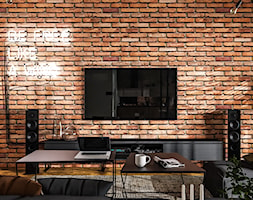 Mieszkanie w loftowym stylu - Salon, styl industrialny - zdjęcie od 77m2 Aleksandra Kamińska Projektowanie wnętrz - Homebook