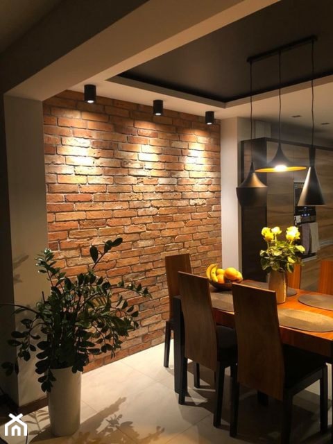 Podświetlana ściana w jadalni - zdjęcie od Dekoracyjna cegła - Homebook