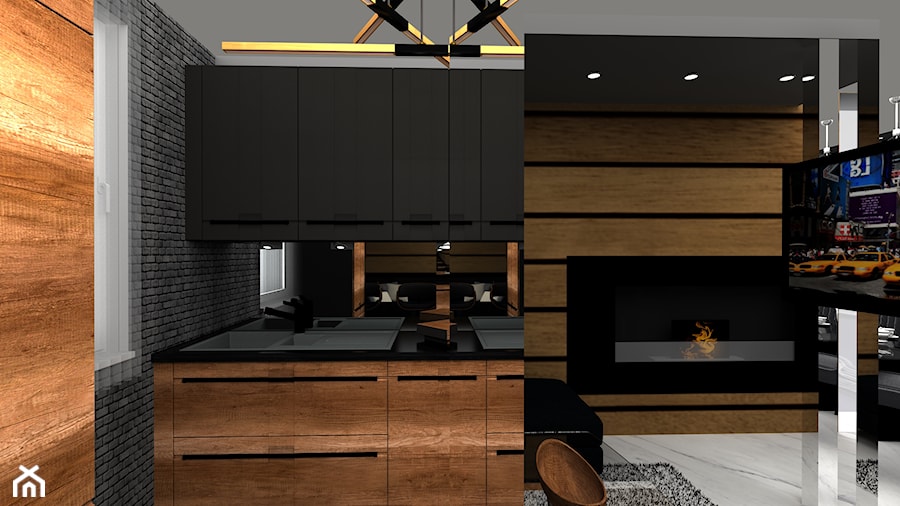 Kuchnia + salon 25m2 - Kuchnia, styl nowoczesny - zdjęcie od Wnętrza z pasją