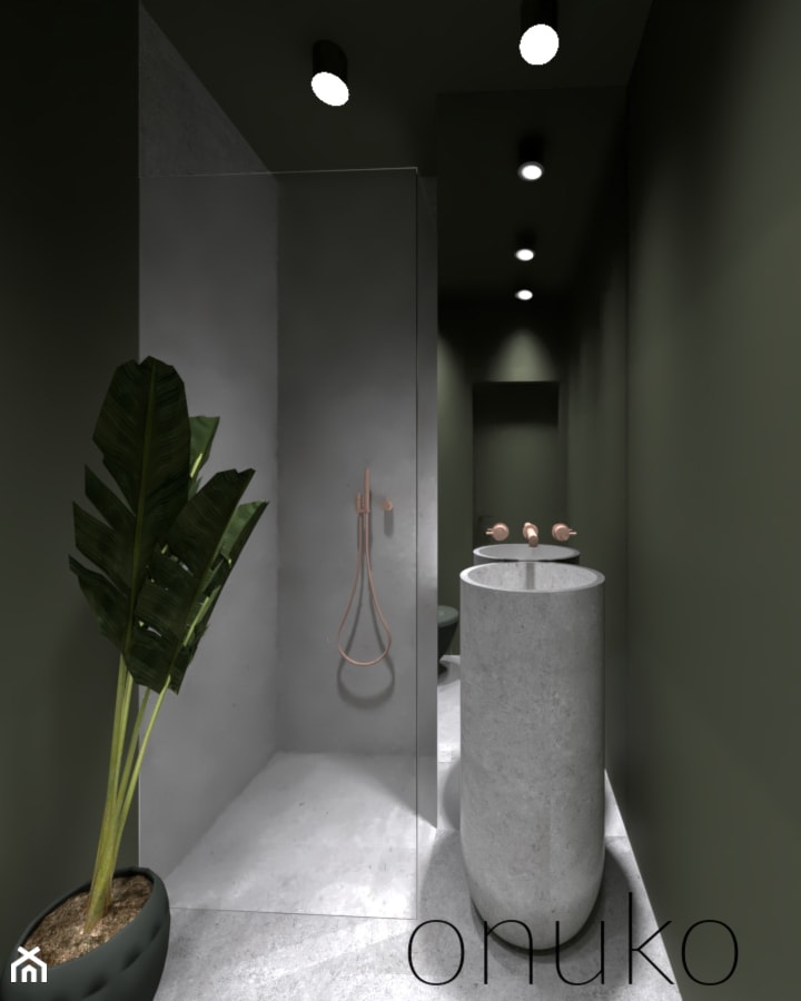 Zielono betonowa łazienka - zdjęcie od Pracownia Onuko
