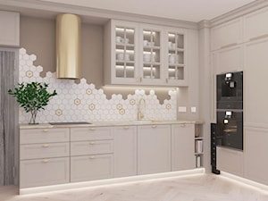 Salon z kuchnią w stylu hampton - apartament w Międzydrojach - zdjęcie od NK STUDIO