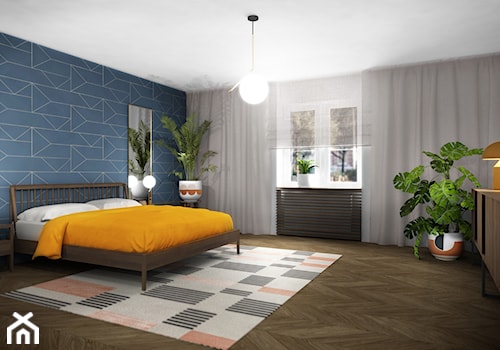 78, Wola - Średnia niebieska szara sypialnia, styl vintage - zdjęcie od DZIURDZIAprojekt