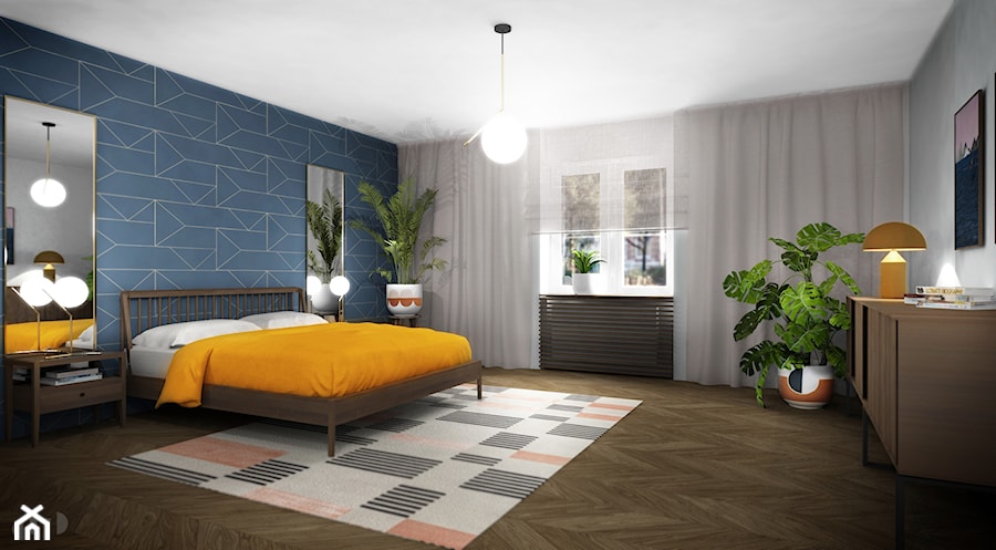 78, Wola - Średnia niebieska szara sypialnia, styl vintage - zdjęcie od DZIURDZIAprojekt