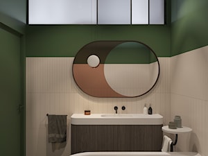 114, wilcza - Mała biała zielona łazienka w bloku w domu jednorodzinnym bez okna, styl vintage - zdjęcie od DZIURDZIAprojekt