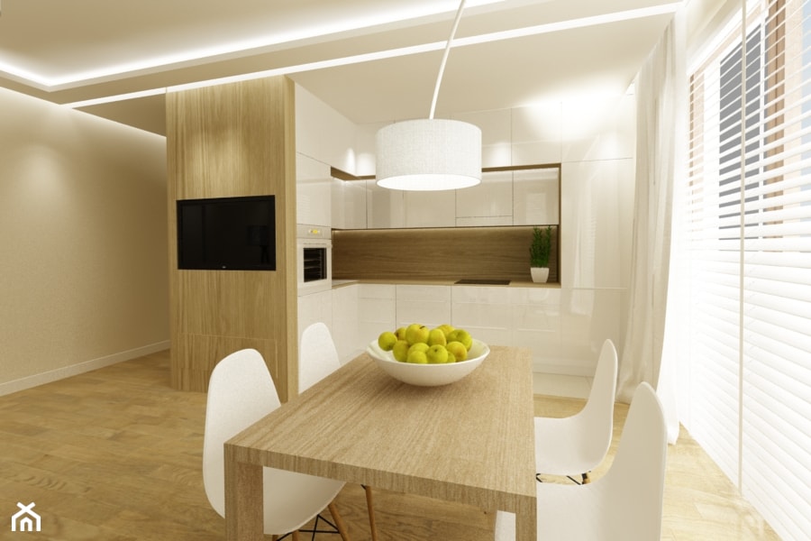 Średnia szara jadalnia w salonie w kuchni, styl nowoczesny - zdjęcie od DZIURDZIAprojekt