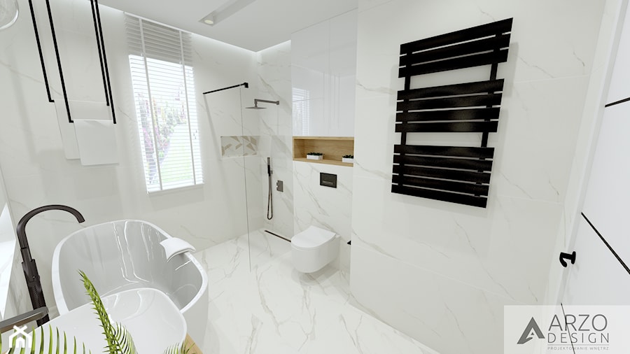 Łazienka z wanną wolnostojącą i prysznicem - zdjęcie od ARZO DESIGN