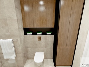 Łazienka szarość i drewno - zdjęcie od ARZO DESIGN