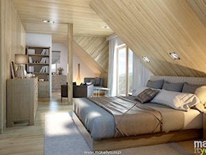 Sypialnia w ciepłym drewnie - zdjęcie od Make It Yours Studio projektowania wnętrz