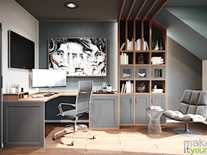 Męskie biuro na poddaszu - zdjęcie od Make It Yours Studio projektowania wnętrz