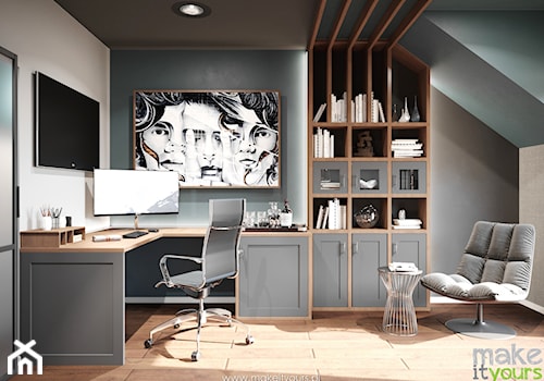 Męskie biuro na poddaszu - zdjęcie od Make It Yours Studio projektowania wnętrz
