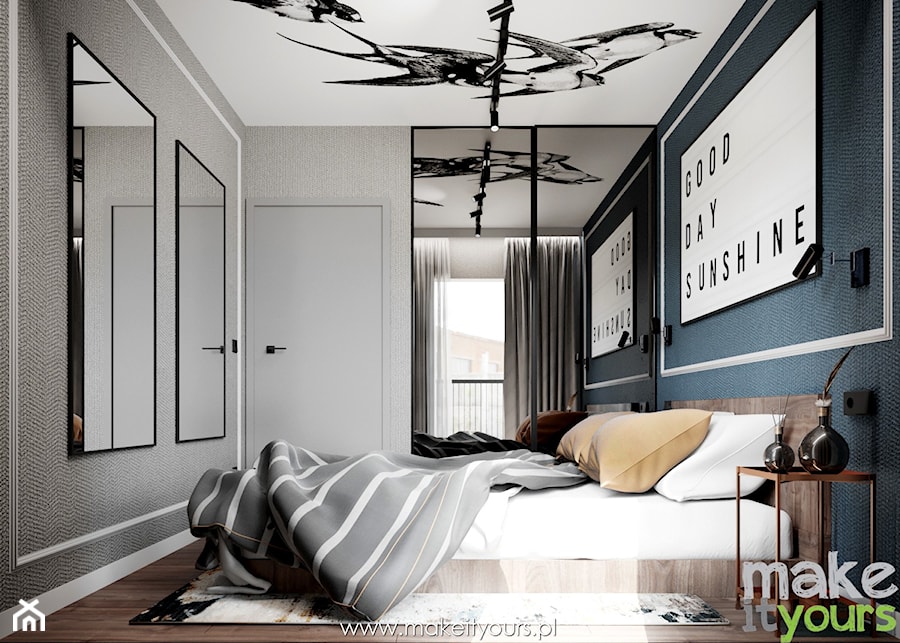 Lustrzane odbicia w sypialni - zdjęcie od Make It Yours Studio projektowania wnętrz