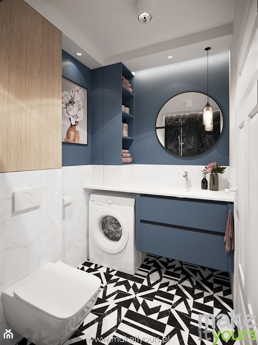 Granatowa łazienka - zdjęcie od Make It Yours Studio projektowania wnętrz