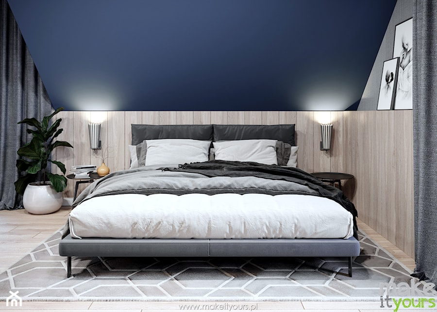 Tapicerowane łóżko w sypialni - zdjęcie od Make It Yours Studio projektowania wnętrz