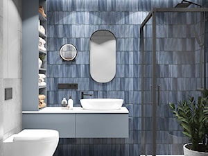 Niebieska cegiełka w łazience - zdjęcie od Make It Yours Studio projektowania wnętrz