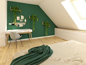 Sypialnia na poddaszu z zielonymi ścianami - zdjęcie od Wnętrza z Duszą Anna Dalke - Nowak