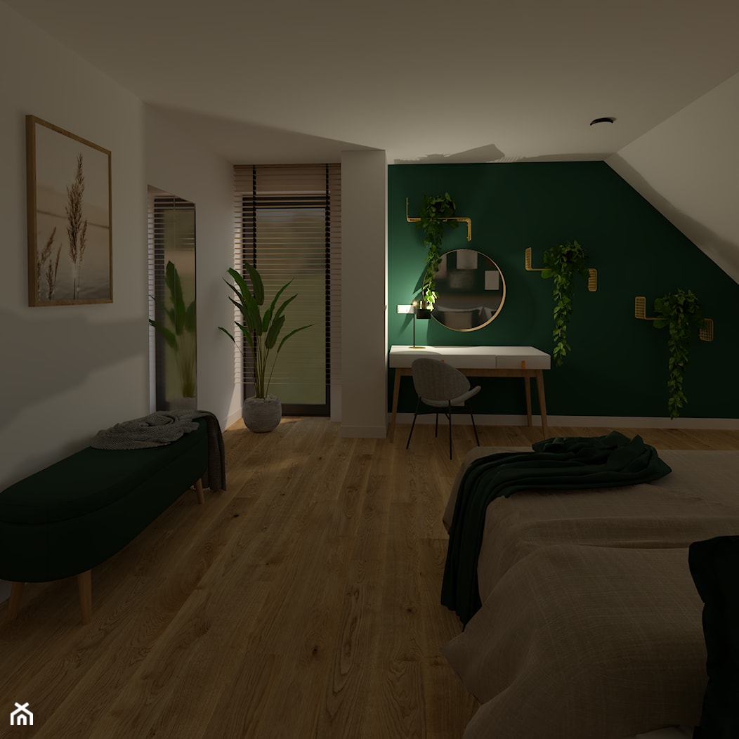 Sypialnia na poddaszu z zielonymi ścianami - zdjęcie od Wnętrza z Duszą Anna Dalke - Nowak - Homebook