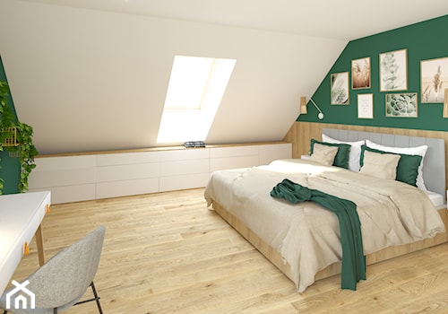 Sypialnia na poddaszu z zielonymi ścianami - zdjęcie od Wnętrza z Duszą Anna Dalke - Nowak
