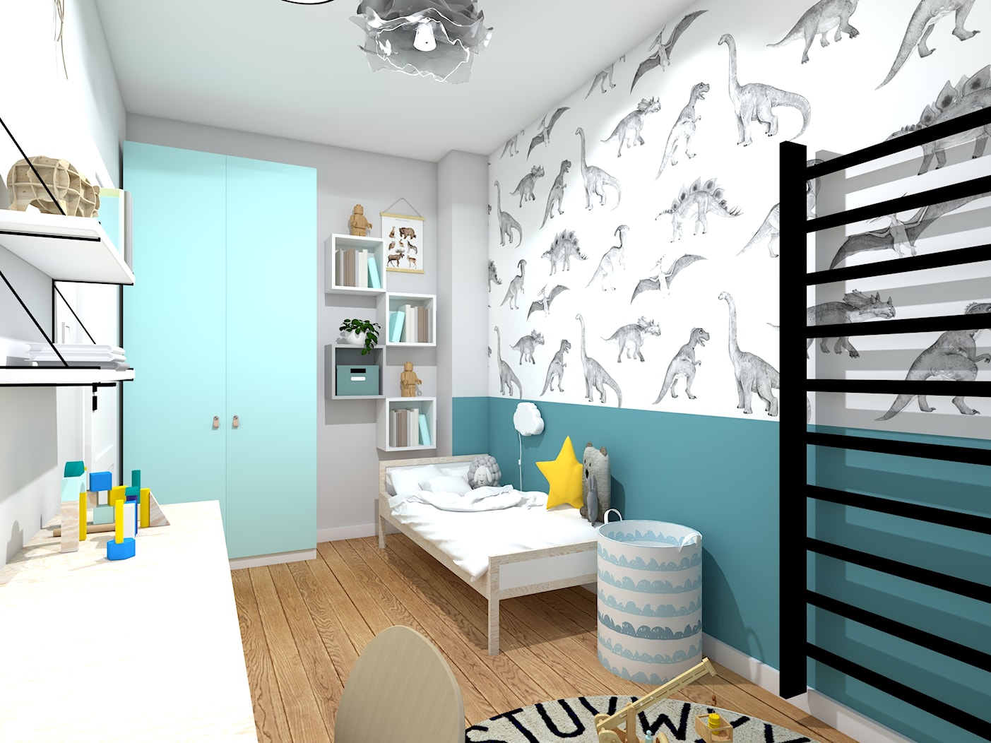 Blue Dino - mały pokój przedszkolaka - zdjęcie od Knapik Design - Homebook