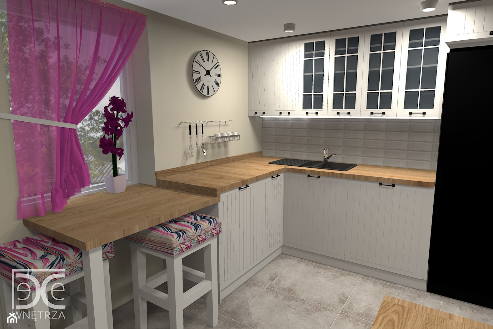 Salon z kuchnią w stylu retro/rustykalnym - projekt i realizacja - zdjęcie od DeCe Wnętrza - Dominika Ciuberek - Homebook