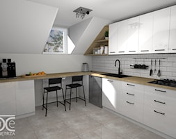 Projekt białej kuchni na poddaszu w stylu skandynawsko - loftowym. - zdjęcie od DeCe Wnętrza - Dominika Ciuberek - Homebook