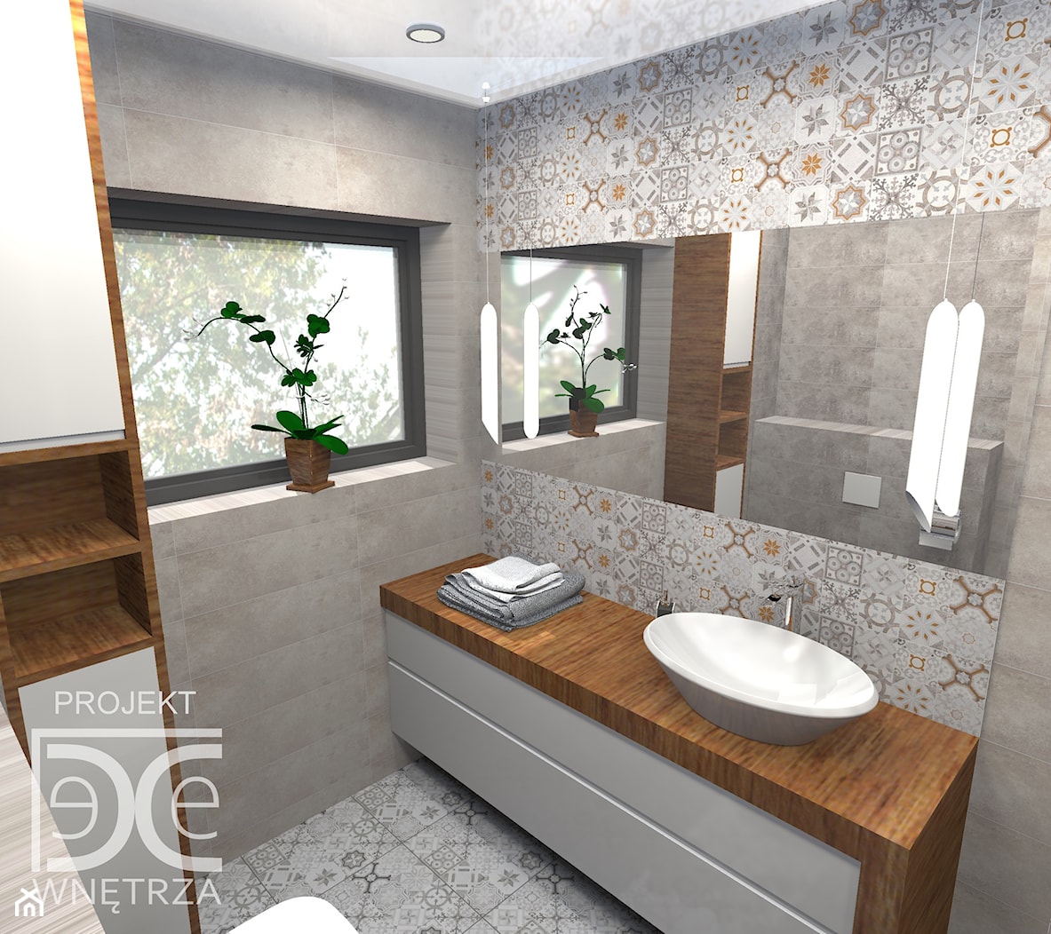 Nowoczesna łazienka z patchworkowym wzorem - zdjęcie od DeCe Wnętrza - Dominika Ciuberek - Homebook