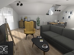Projekt salonu na poddaszu w stylu skandynawsko - loftowym. - zdjęcie od DeCe Wnętrza - Dominika Ciuberek