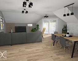Projekt salonu na poddaszu w stylu skandynawsko - loftowym. - zdjęcie od DeCe Wnętrza - Dominika Ciuberek - Homebook