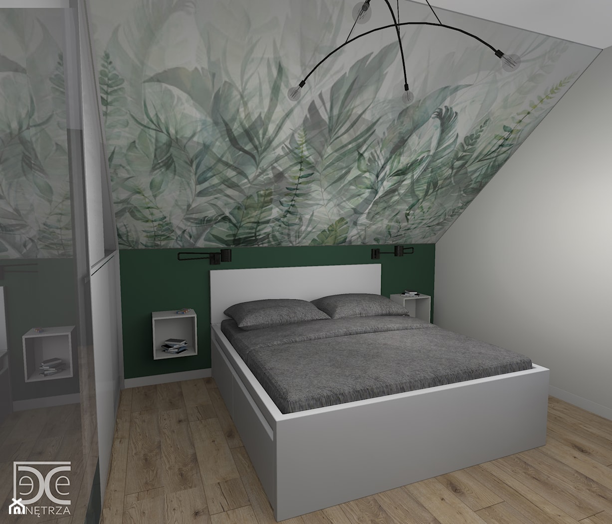 Sypialnia na poddaszu w stylu skandynawsko-loftowym - zdjęcie od DeCe Wnętrza - Dominika Ciuberek - Homebook