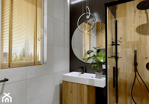Łazienka w domu jednorodzinnym - Średnia z lustrem z punktowym oświetleniem łazienka z oknem, styl skandynawski - zdjęcie od AD&D Architektura Dekoracja & Design