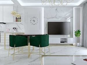Salon marmur, złoto, butelkowa zieleń - zdjęcie od AD&D Architektura Dekoracja & Design
