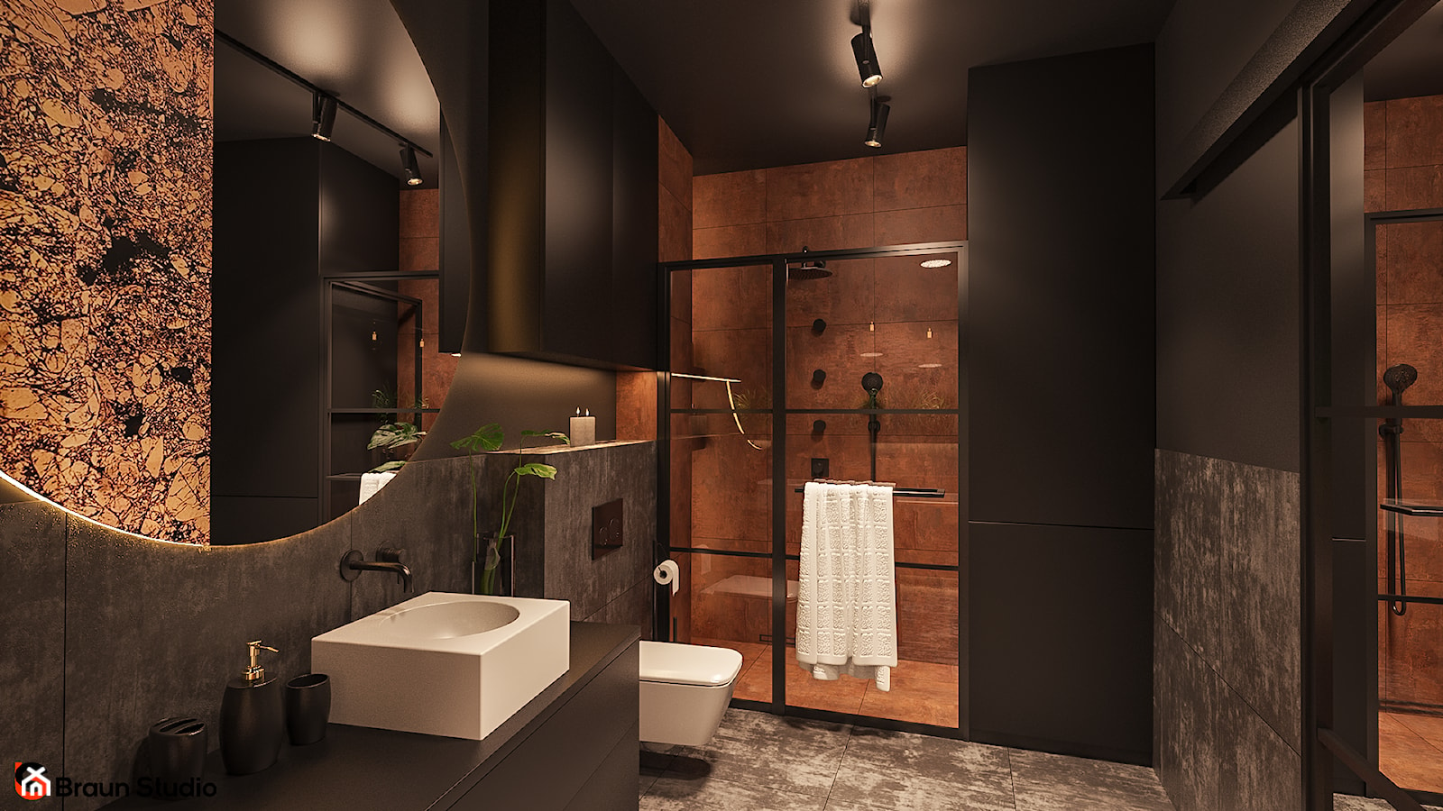 Elegancka męska łazienka w stylu loftowym - zdjęcie od Braun Studio - Homebook