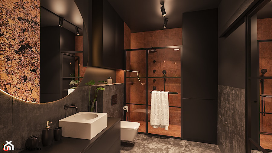 Elegancka męska łazienka w stylu loftowym - zdjęcie od Braun Studio