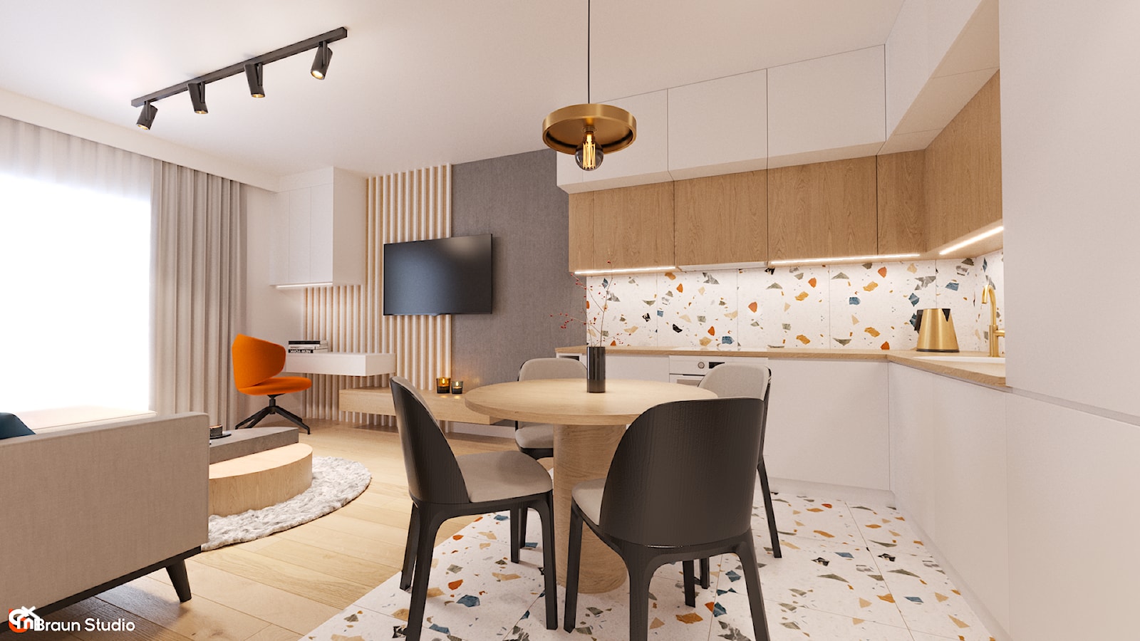 "TERRAZZO AMORE" projekt mieszkania na start o pow. 36 m2 - zdjęcie od Braun Studio - Homebook