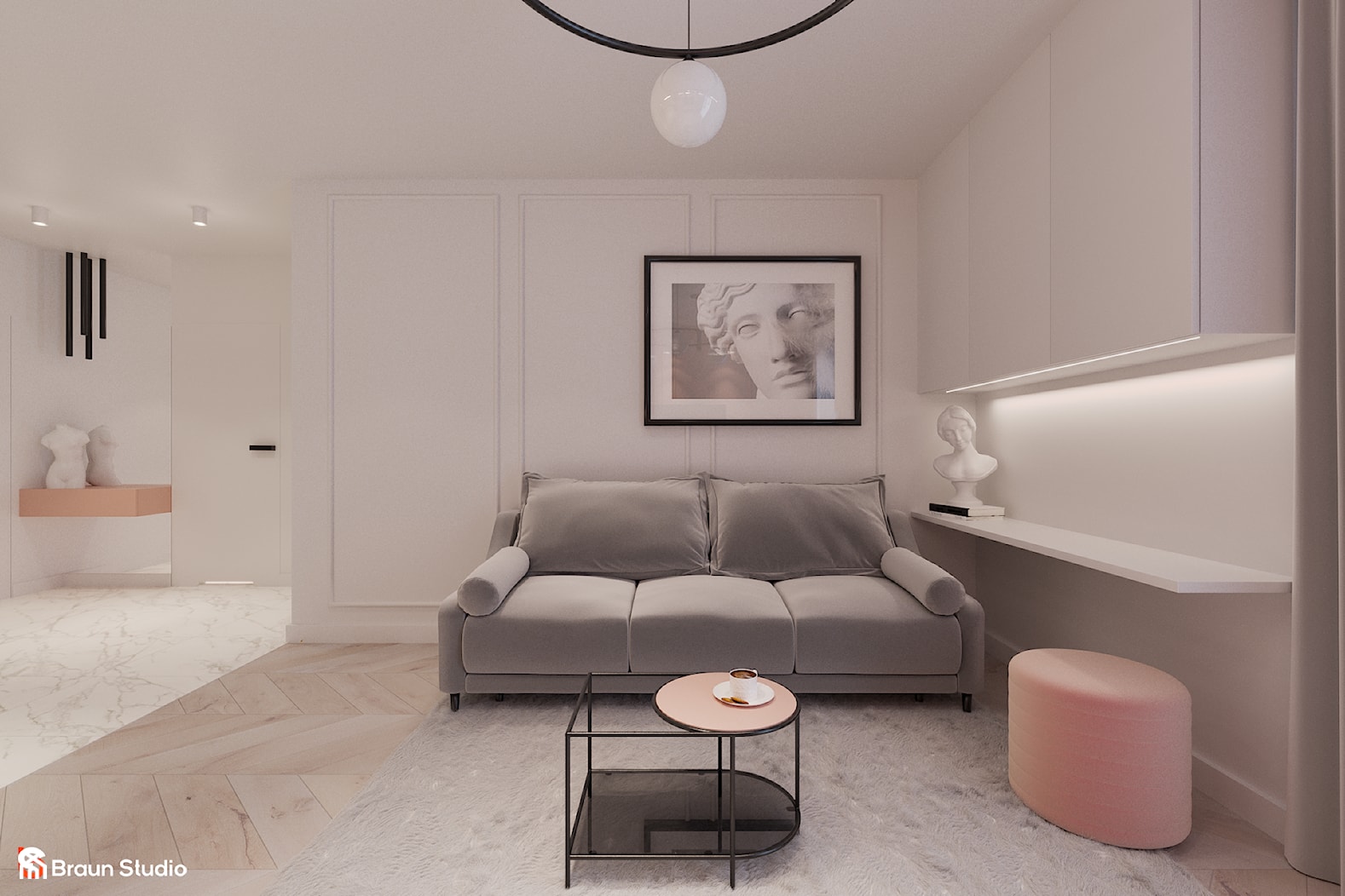NEOCOCTAIL - projekt mieszkania o pow. 54 m2 inspirowanego neoantykiem - zdjęcie od Braun Studio - Homebook