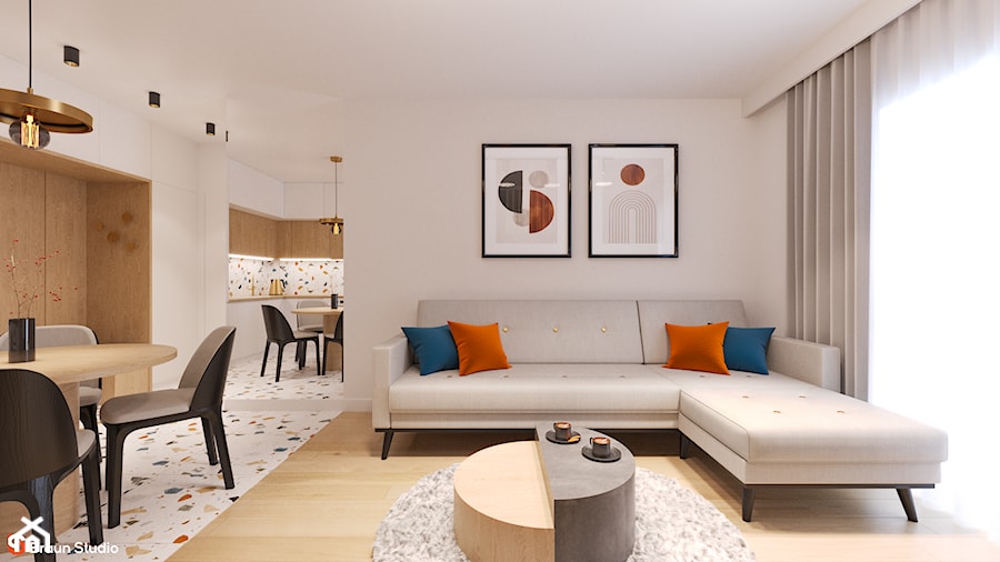 "TERRAZZO AMORE" projekt mieszkania na start o pow. 36 m2 - zdjęcie od Braun Studio