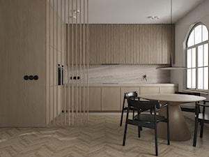 Minimalistyczne mieszkanie z przewagą drewna - Kuchnia, styl minimalistyczny - zdjęcie od Agnieszka Małecka Architekt Wnętrz